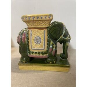 Mid Century Modern Chinoiserie‎ Ceramic Emerald Green Elephant Ashtray